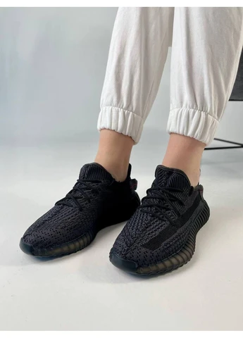 Чорні кросівки чоловічі adidas yeezy boost 350 black адідас ізі буст чорні демісезон No Brand