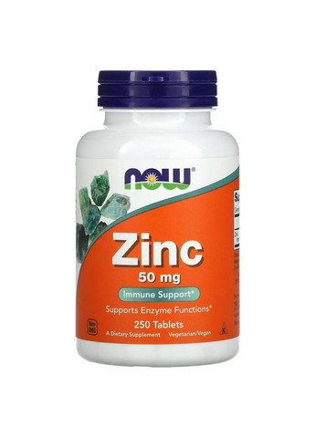 Витамины и минералы Zinc 50 mg, 250 таблеток Now (293339756)