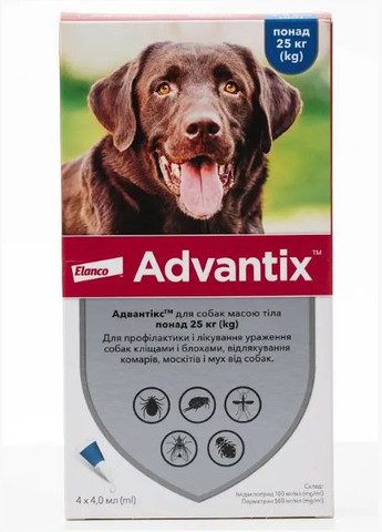 Капли инсектоакарицидные Advantix для собак весом более 25 кг ЦЕНА ЗА 1 ШТ Elanco (289533774)