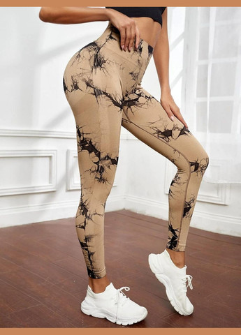 Легінси з мармуровим принтом, коричневого з чорним кольору, розмір M Trends (330757786)