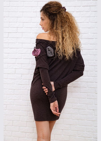 Комбінована вовняна приталена сукня, коричнево-розового кольору, 167r147-1 Ager