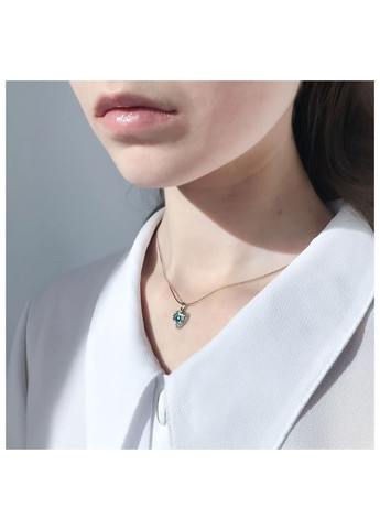 Ланцюжок сріблястий мінімалістичний з блакитним кристаликом кольє з підвіскою класичний милий кавай чокер намисто кокетт лоліта No Brand (307288335)