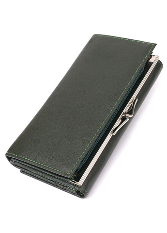 Місткий жіночий гаманець на магнітах із натуральної шкіри 23115 Зелений st leather (330359586)