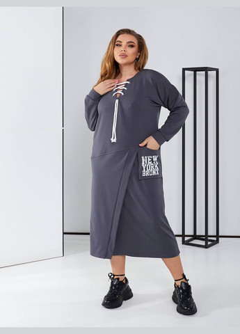 Сіра женское платье в спортивном стиле цвет графит р.48/50 450408 New Trend