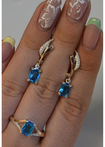 Серебряный комплект с золотыми пластинами и фианитами Silver Style (367268437)