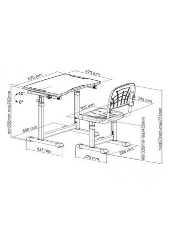 Парта зі стільцем (516042) FunDesk Olea Pink (370015912)