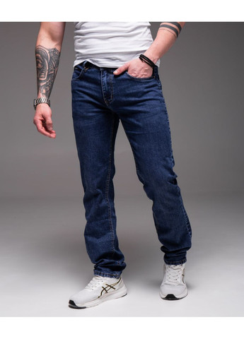 Темно-синие демисезонные прямые мужские джинсы классические Vakko