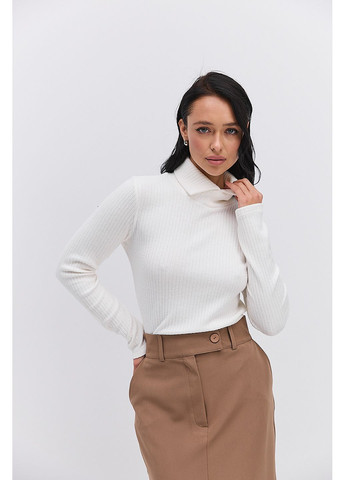 Женский теплый лонгслив в рубчик со стоячим отложным воротником Arjen (370281971)