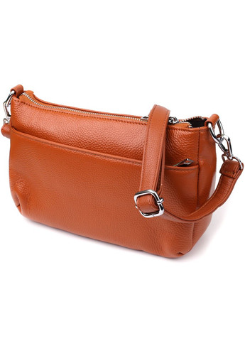 Жіноча сумка з натуральної шкіри з двома ремінцями 22929 Рудий Vintage (351508212)