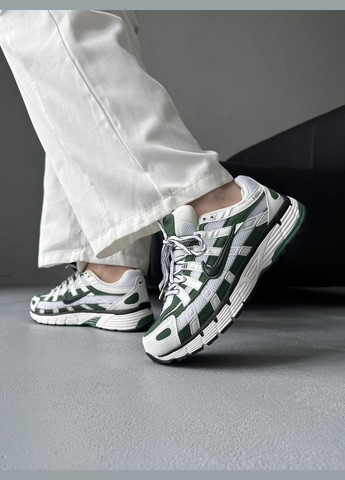 Зелені Осінні кросівки чоловічі і жіночі nike p-6000 white green black | найк р-6000 зелені No Brand