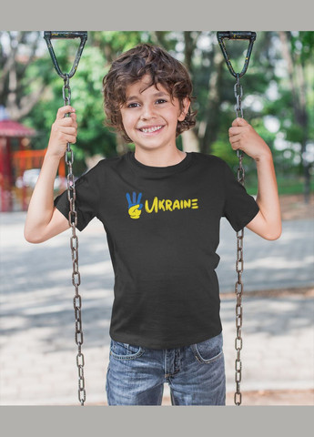 Черная летняя детская патриотическая футболка для малчиков Mishe