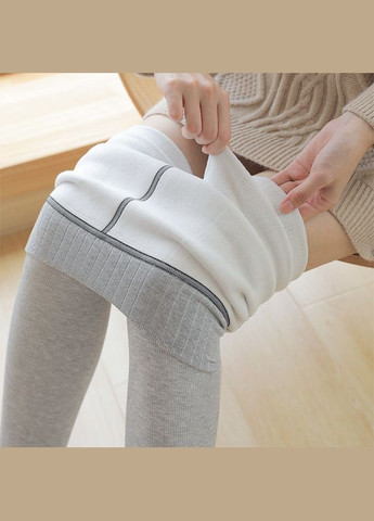 Колготки на флисе хлопковые демисезонные в рубчик 1200D светло-серые No Brand (314862693)