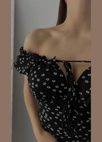 Черное повседневный женское платье с цветочным принтом Україна с цветочным принтом