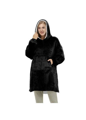 Толстовка плед с капюшоном и рукавами Huggle Hoodie теплый халат тощие оверсайз Black No Brand (361036369)