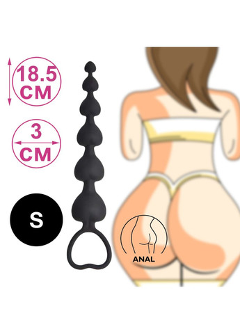 Анальні кульки різного розміру від 1 до 3 см Силіконові анальні намиста Black Anal Ball, чорного кольору No Brand (337168688)