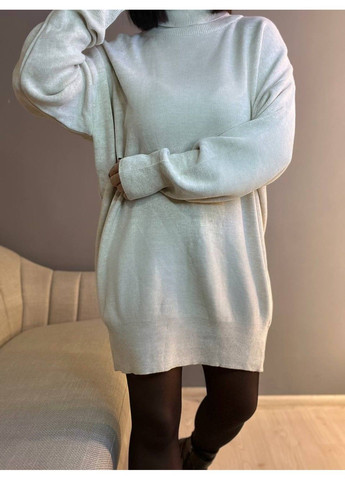 Светло-бежевое платье женское 2024101 свитер воротник хомут туника My Fashion