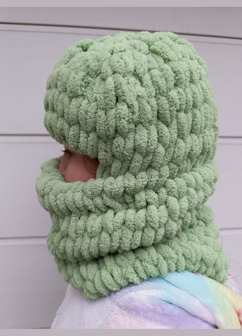 Зеленая детская вязаная балаклава 2 Льва (354331549)