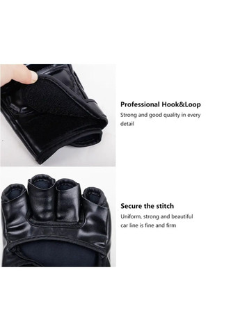 Професійні боксерські рукавички напівпальцеві зі штучної шкіри для MMA, боксу, кікбоксингу та тренувань No Brand (362682341)