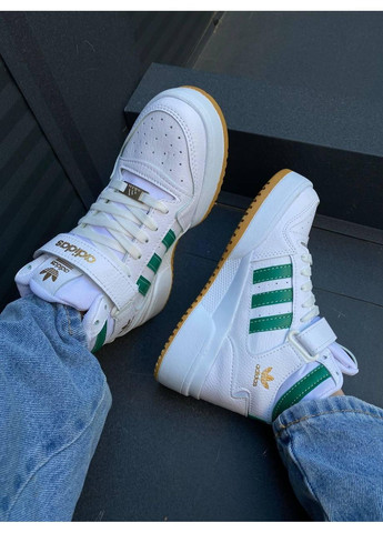 КРОССОВКИ ЖЕНСКИЕ ADIDAS FORUM WHITE GREEN HIGH V2 АДИДАС ФОРУМ No Brand серые демисезоны (368867330)