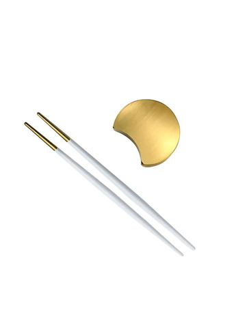 Комплект круглої золотої підставки та паличок для суші золото із білою ручкою для дому ресторанів, кафе. REMY-DECOR (293152585)