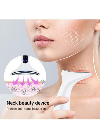 Мікрострумовий масажер Neck Beauty Device для обличчя та шиї з LED-світлом і USB-зарядкою No Brand (366666235)