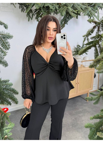 Стильный костюм из креп-дайвинга и сетки для леди батал ✨ (ЗАМЕР В ОПИСАНИИ) DK/DL Мода без кордонів (369713530)