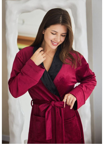 Халат жіночий велюровий довгий, на запах, з кишенями No Brand халат (362438609)