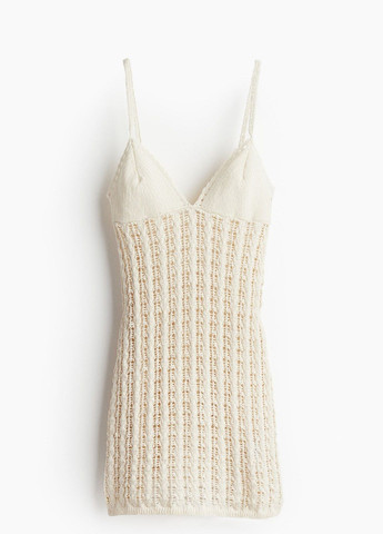 Молочное пляжное платье H&M однотонное