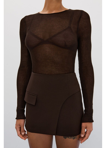 Темно-коричневая юбка мини серый 856 Papaya