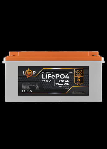 Акумулятор LP LiFePO4 LCD 12V (12,8V) 230 Ah (2944Wh) (BMS 150A/75A) пластик LogicPower (279554298)