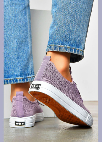 Сиреневые кеды женские сиреневого цвета на шнуровке текстиль Let's Shop