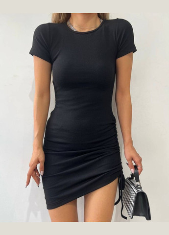 Чорна повсякденний, кежуал жіноча чорна сукня No Brand однотонна