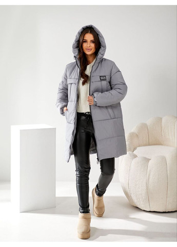 Сіра демісезонна жіноча стьобана куртка з капюшоном Fashion