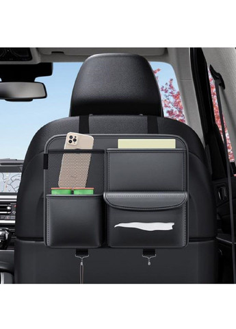 Органайзер накидка с карманами на спинку сиденья в салон машины автомобиля экокожа 35х28 см (477060-Prob) Черный Unbranded (294182744)