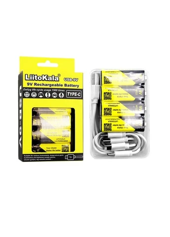 Набір акумуляторів з 4 шт Lii-USB-9V + USB Type-C кабель зарядки LiitoKala (401801811)