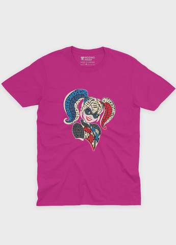 Розовая демисезонная футболка для девочки с принтом супервора - гарли квинн (ts001-1-fuxj-006-011-001-g) Modno
