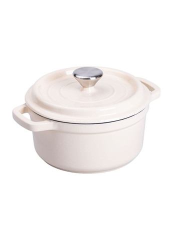 Каструля чавунна емальована 2 л з кришкою Ø20 см Бежева HP-1-2BE No Brand (353505302)