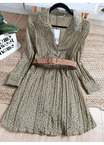 Оливкова (хакі) плаття-сорочка з паском Zara