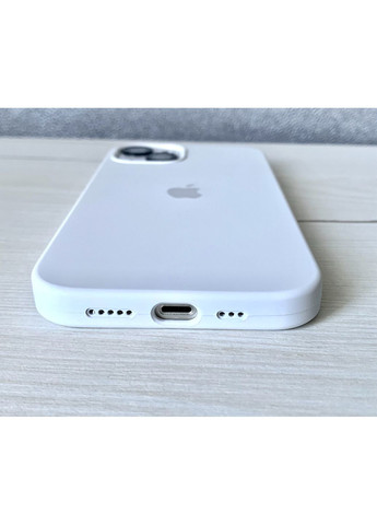 Чехол для iPhone 15 open camera силиконовый закрытый низ на айфон 15/White cover Silicone Case (369137397)