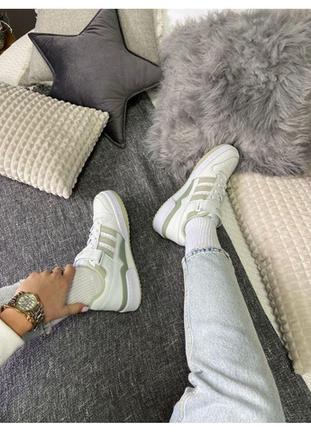 Сірі Осінні кросівки чоловічі adidas forum low white green адідас форум No Brand