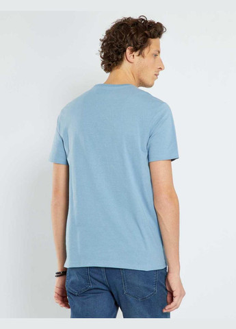 Блакитна футболка basic,блакитний з принтом, Kiabi