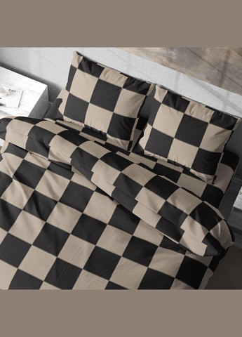 Постільна білизна " ", Полісатин, Бежево-Чорна, Двоспальна P-0158 Lelit (316632565)