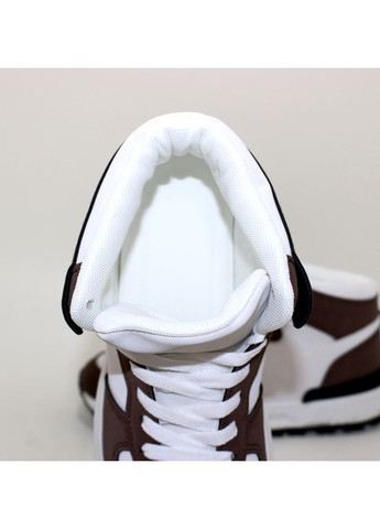 Молодіжні високі осінні кросівки з коричневими нубуковими вставками. No Brand білі (366215204)