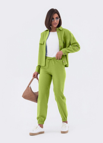 льняной костюм с брюками зеленый Dressa (293486182)