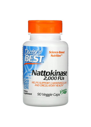 Наттокиназа 2000 FU Nattokinase для сердечно-сосудистой системы 90 вегетарианских капсул Doctor's Best (263687088)