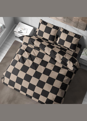 Постільна білизна " ", Полісатин, Бежево-Чорна, Двоспальна P-0158 Lelit (316632565)