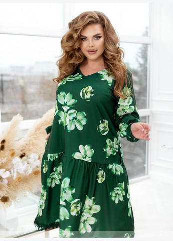 Зелена кежуал сукня жіноча батальна sf-233 зелений, 54-56 Sofia
