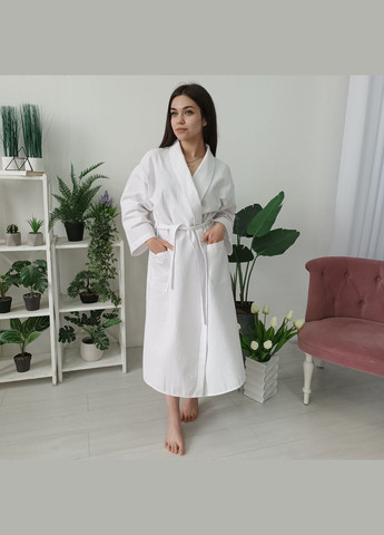 Вафельный халат Кимоно размер (50-52) L 100% хлопок белый (LS-0402) Luxyart (302673677)
