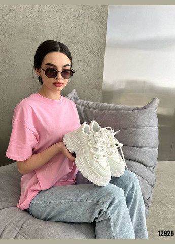 Стильные белые кроссовки на массивной подошве – комфорт + тренд No Brand белые (332196851)