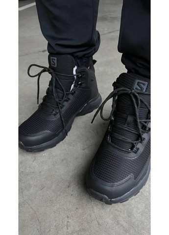 Чорні Зимовий кросівки чоловічі salomon hight black fur саломон No Brand